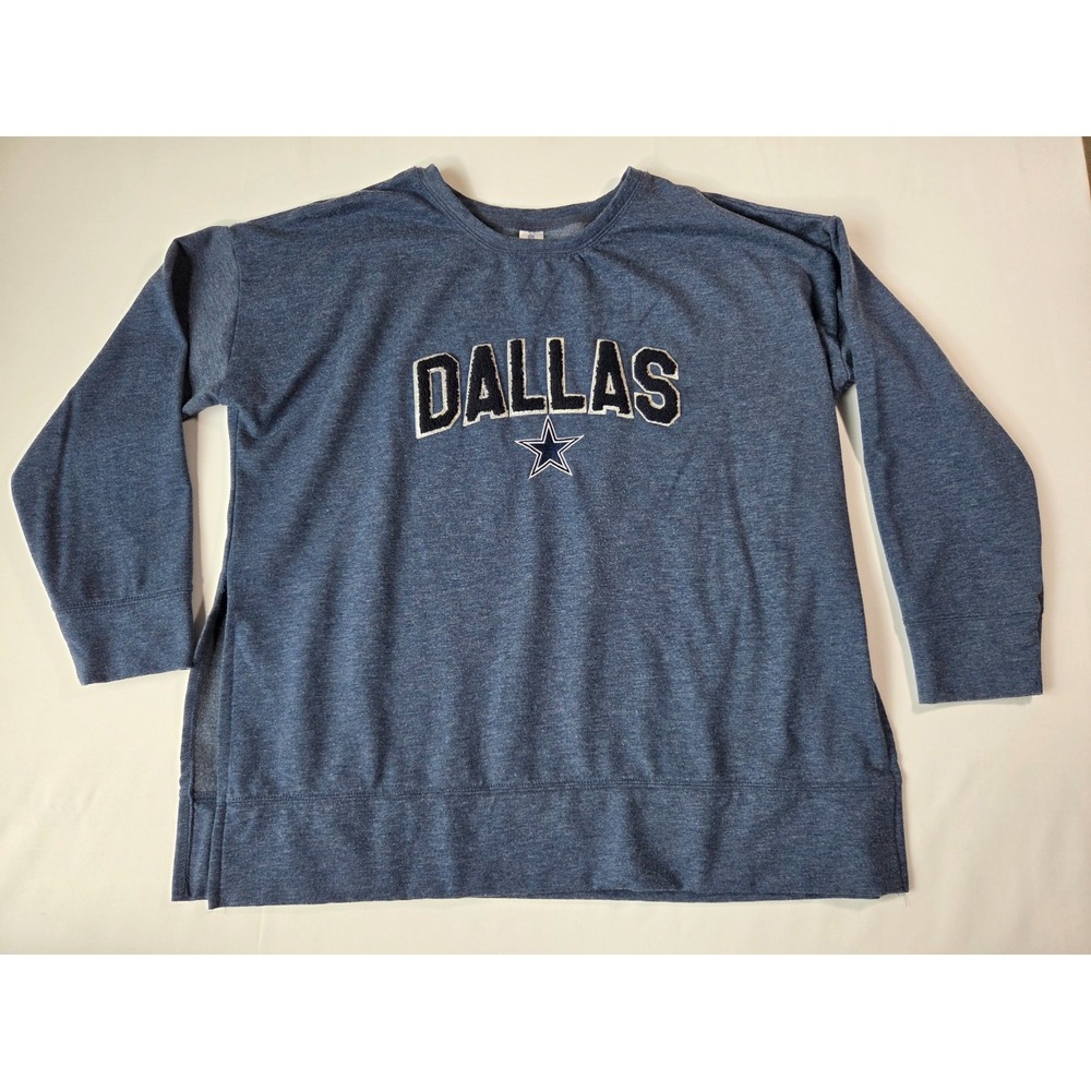 Dallas Cowboys Sweatshirt Womens 2 Extra Large Blue NFL Fur Relax Loose Sweater